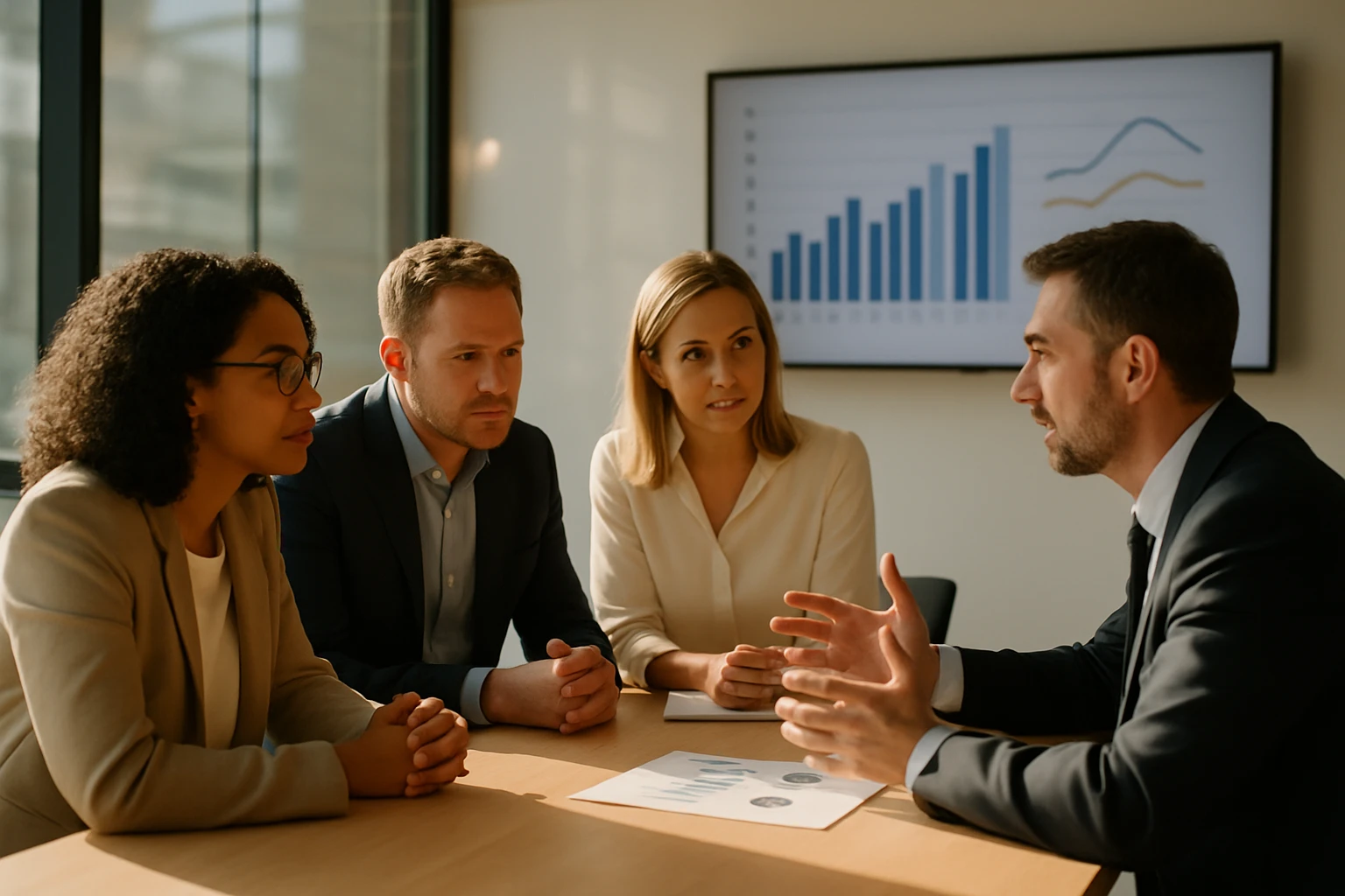 Consultants in a boardroom discussion