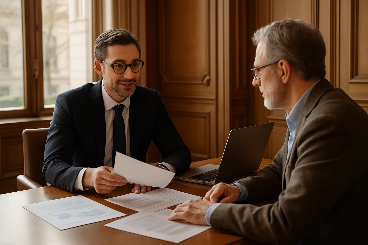 A wealth manager meeting a client
