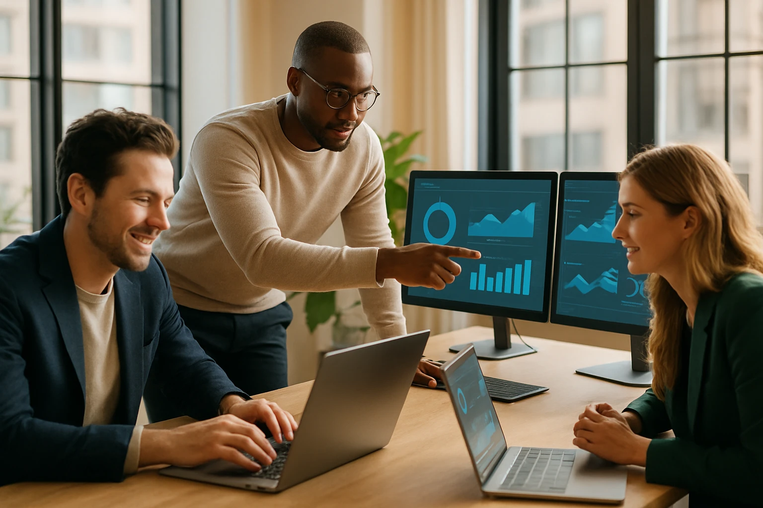 Solution-provider technology team in a modern office